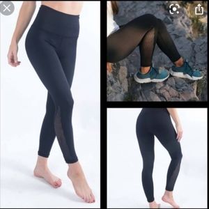 ZYIA Active Light and Tight Flame Black High Rise Laser Cut leggings Medium